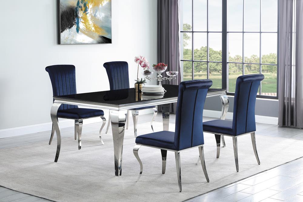 Betty Upholstered Side Chairs Ink Blue and Chrome (Set of 4) - Tony’s Furniture Store & Linen (GA) - Multi Location