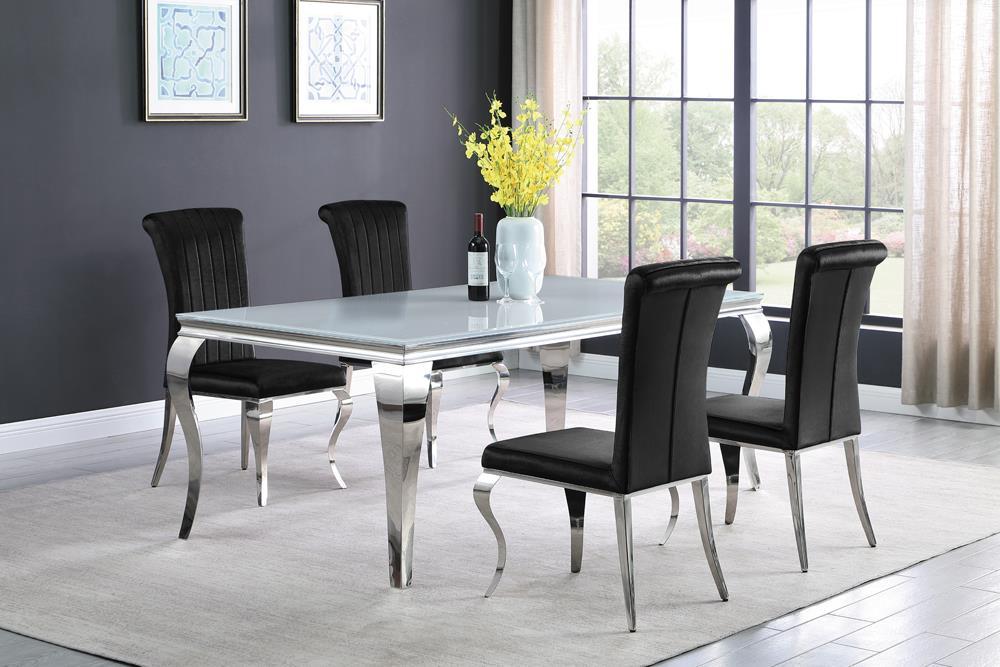 Carone Rectangular Glass Top Dining Table White and Chrome - Tony’s Furniture Store & Linen (GA) - Multi Location