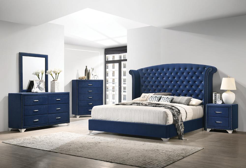 Melody Rectangular Upholstered Dresser Mirror Pacific Blue - Tony’s Furniture Store & Linen (GA) - Multi Location