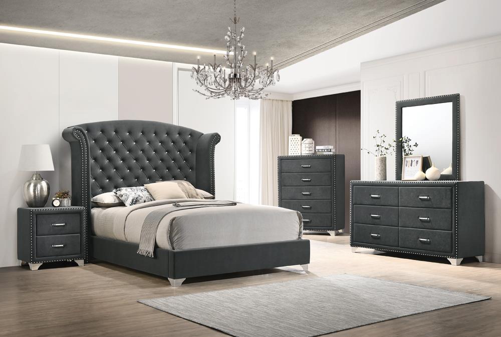 Melody 6-drawer Upholstered Dresser Grey - Tony’s Furniture Store & Linen (GA) - Multi Location