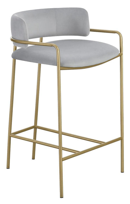 Comstock Upholstered Low Back Stool Grey and Gold - Tony’s Furniture Store & Linen (GA) - Multi Location