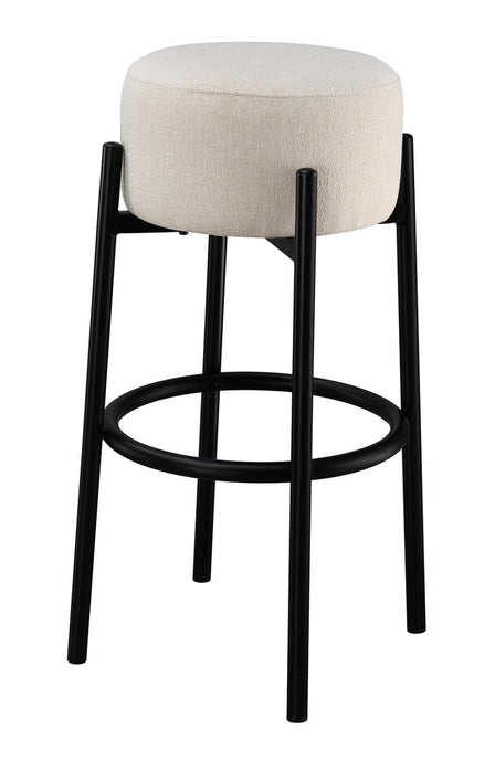 Leonard Upholstered Backless Round Stools White and Black (Set of 2) - Tony’s Furniture Store & Linen (GA) - Multi Location
