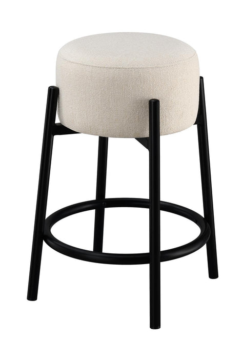 Leonard Upholstered Backless Round Stools White and Black (Set of 2) - Tony’s Furniture Store & Linen (GA) - Multi Location