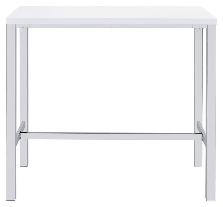 Natividad 5-piece Bar Set White High Gloss and Chrome - Tony’s Furniture Store & Linen (GA) - Multi Location