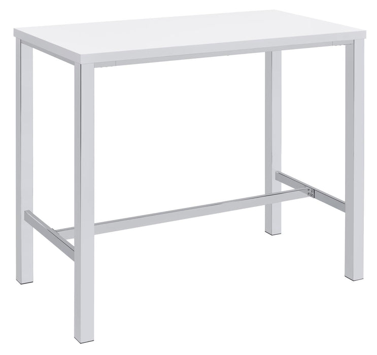 Natividad 5-piece Bar Set White High Gloss and Chrome - Tony’s Furniture Store & Linen (GA) - Multi Location