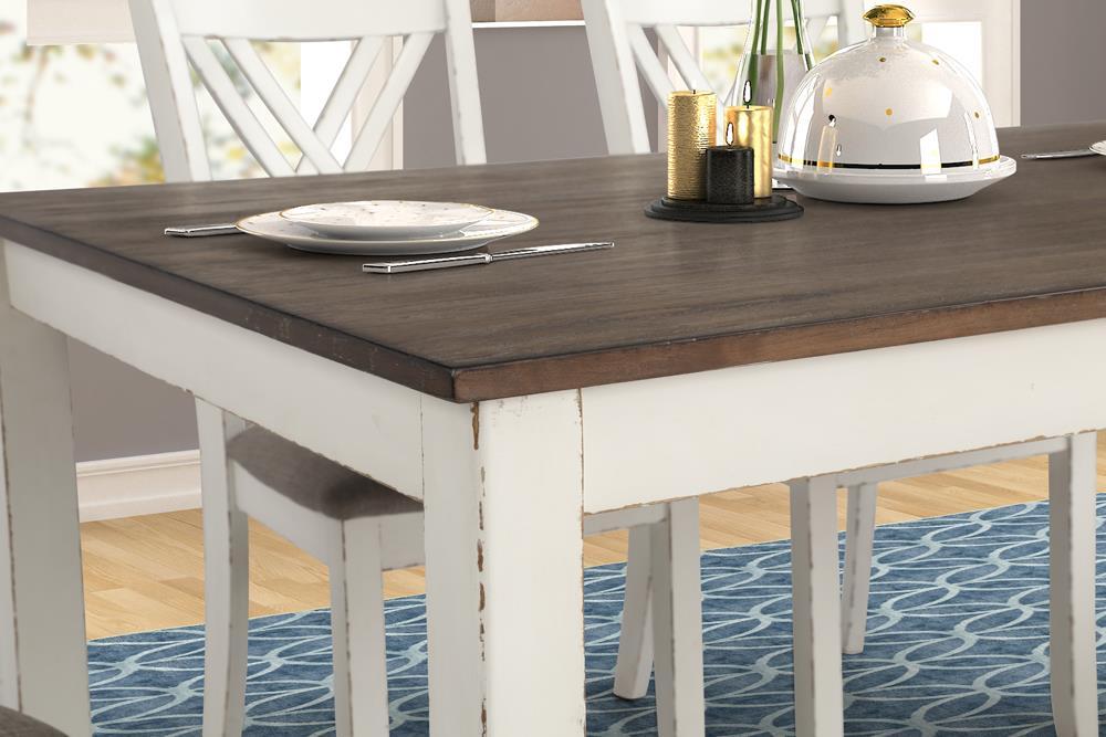 Fortress 7-piece Dining Set Chestnut and Vintage White - Tony’s Furniture Store & Linen (GA) - Multi Location