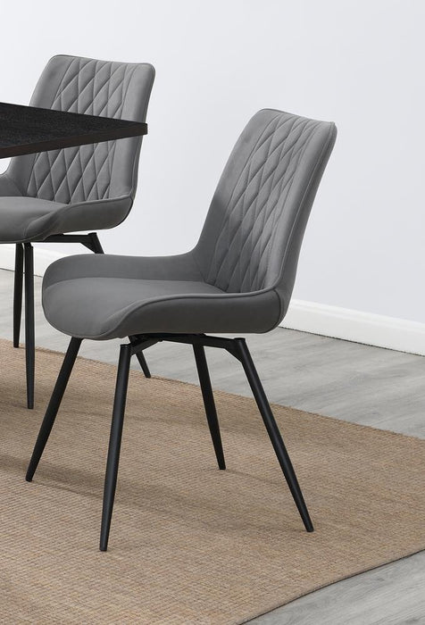 Diggs Upholstered Tufted Swivel Dining Chairs Grey and Gunmetal (Set of 2) - Tony’s Furniture Store & Linen (GA) - Multi Location