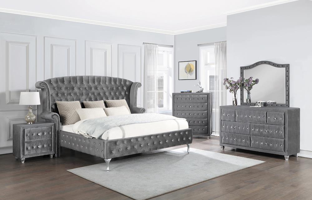 Deanna California King Tufted Upholstered Bed Grey - Tony’s Furniture Store & Linen (GA) - Multi Location