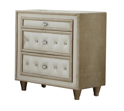 Antonella 3-drawer Upholstered Nightstand Ivory and Camel - Tony’s Furniture Store & Linen (GA) - Multi Location