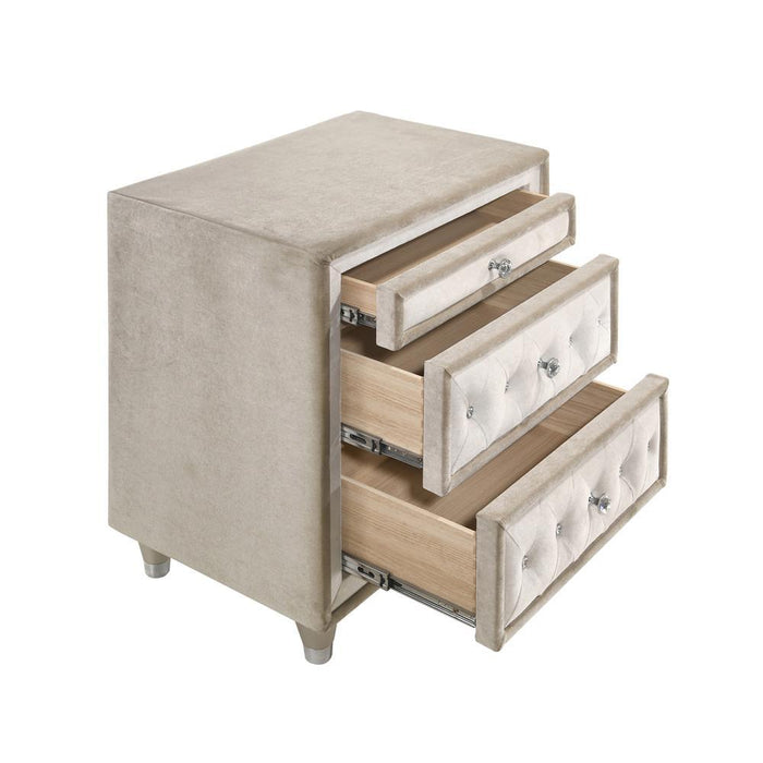 Antonella 3-drawer Upholstered Nightstand Ivory and Camel - Tony’s Furniture Store & Linen (GA) - Multi Location