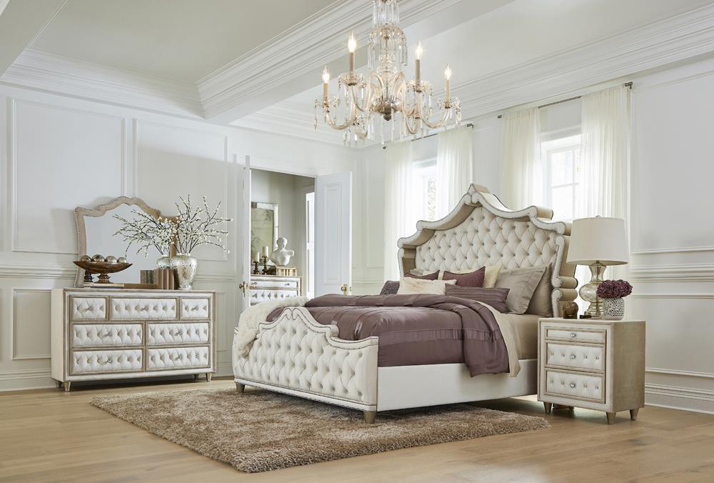 Antonella Dresser Mirror with Nailhead Trim Camel - Tony’s Furniture Store & Linen (GA) - Multi Location