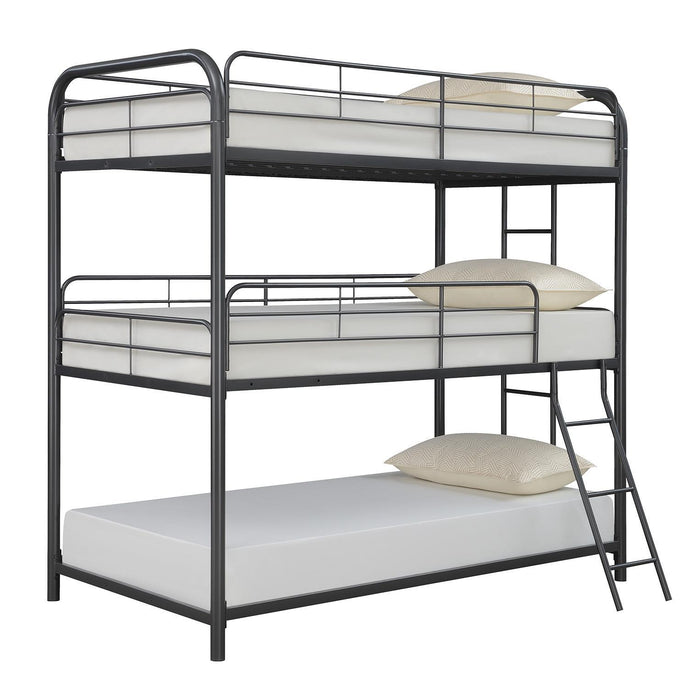 Garner Triple Twin Bunk Bed with Ladder Gunmetal - Tony’s Furniture Store & Linen (GA) - Multi Location