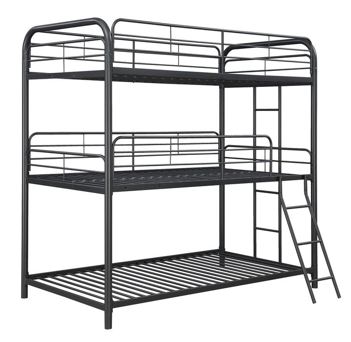 Garner Triple Twin Bunk Bed with Ladder Gunmetal - Tony’s Furniture Store & Linen (GA) - Multi Location