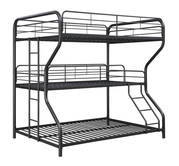 Garner Triple Full Over Twin Over Full Bunk Bed with Ladder Gunmetal - Tony’s Furniture Store & Linen (GA) - Multi Location
