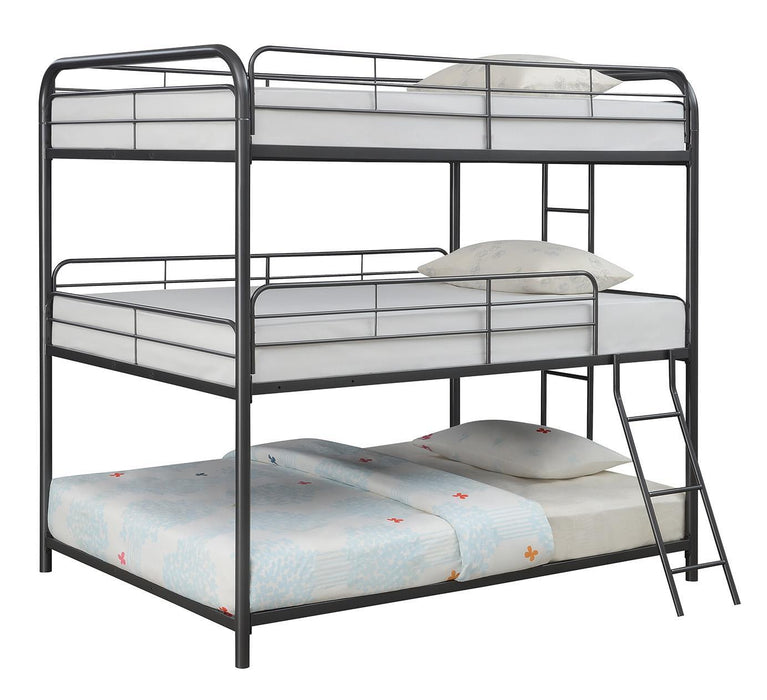 Garner Triple Full Bunk Bed with Ladder Gunmetal - Tony’s Furniture Store & Linen (GA) - Multi Location
