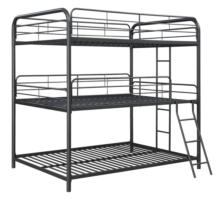 Garner Triple Full Bunk Bed with Ladder Gunmetal - Tony’s Furniture Store & Linen (GA) - Multi Location