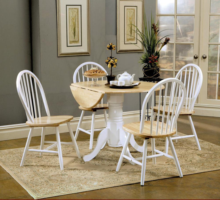 Allison Drop Leaf Round Dining Table Natural Brown and White - Tony’s Furniture Store & Linen (GA) - Multi Location