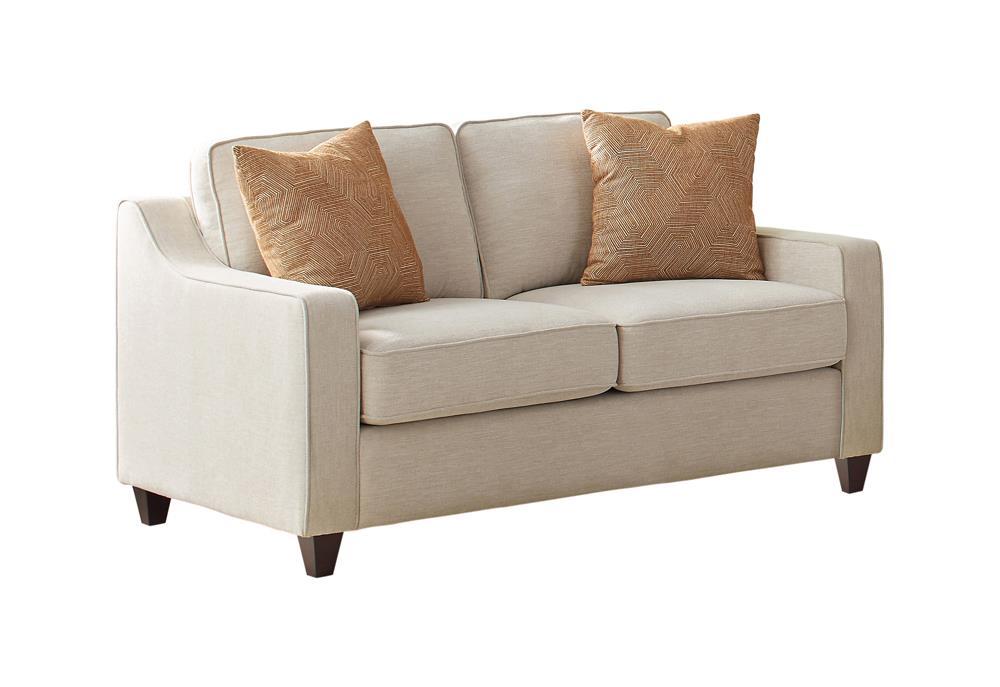 Christine Upholstered Cushion Back Loveseat Beige - Tony’s Furniture Store & Linen (GA) - Multi Location