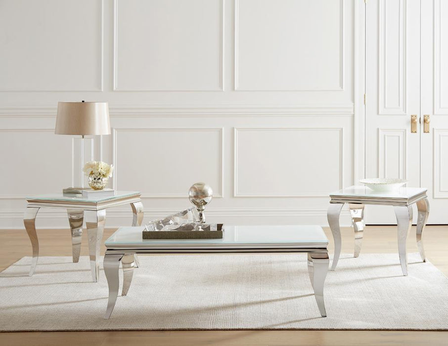 Luna Square End Table White and Chrome - Tony’s Furniture Store & Linen (GA) - Multi Location