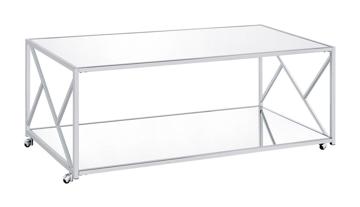 Provins 3-piece Occasional Table Set Clear Mirror and Chrome - Tony’s Furniture Store & Linen (GA) - Multi Location