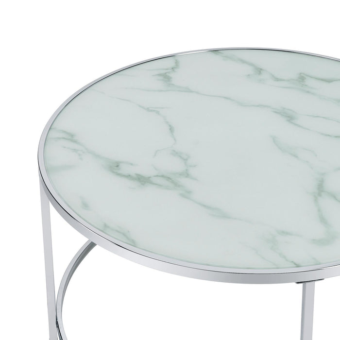 Lynn 2-piece Round Nesting Table White and Chrome - Tony’s Furniture Store & Linen (GA) - Multi Location