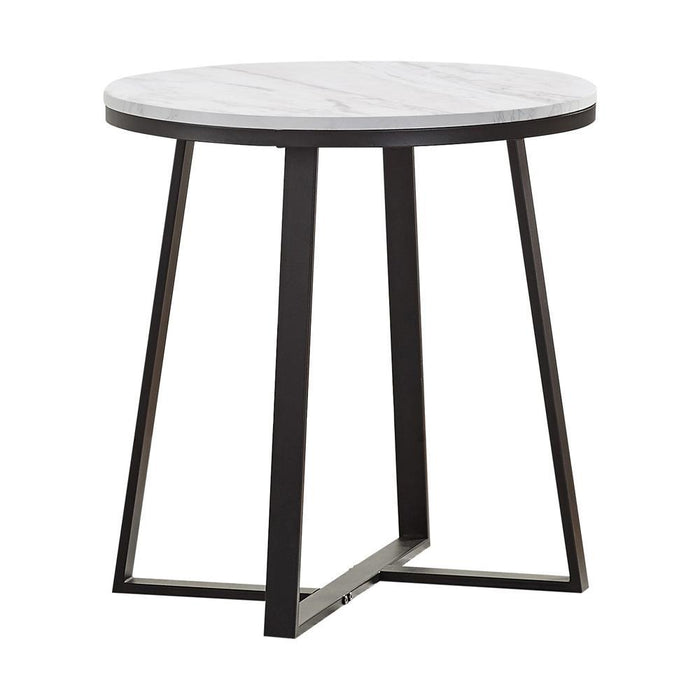 Hugo Metal Base Round End Table White and Matte Black - Tony’s Furniture Store & Linen (GA) - Multi Location