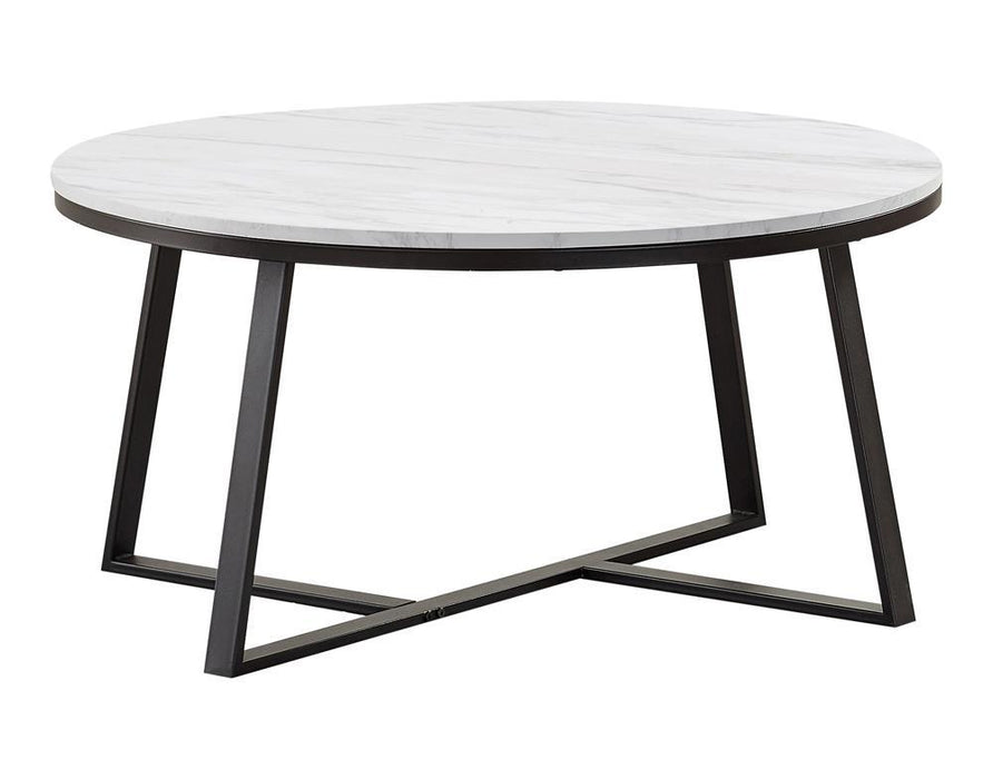 Hugo Round Coffee Table White and Matte Black - Tony’s Furniture Store & Linen (GA) - Multi Location