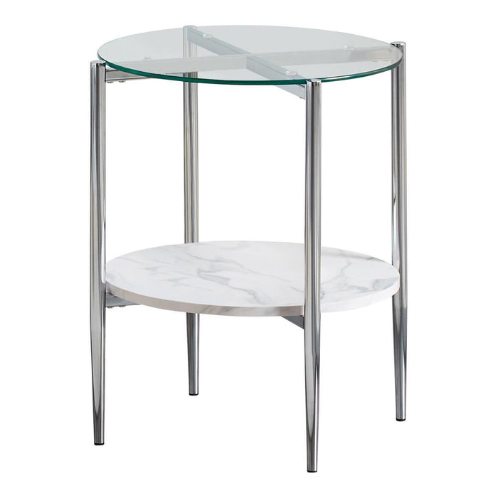 Cadee Round Glass Top End Table Clear and Chrome - Tony’s Furniture Store & Linen (GA) - Multi Location