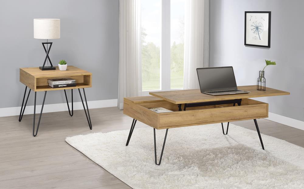 Fanning Lift Top Storage Coffee Table Golden Oak and Black - Tony’s Furniture Store & Linen (GA) - Multi Location