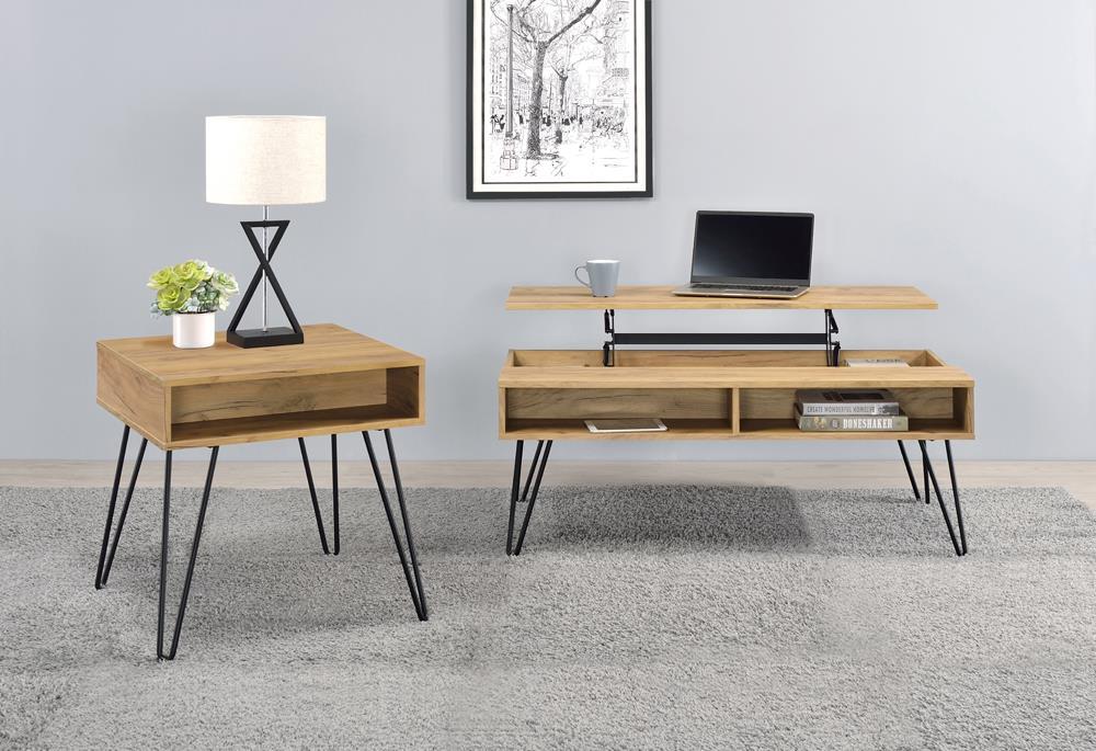 Fanning Lift Top Storage Coffee Table Golden Oak and Black - Tony’s Furniture Store & Linen (GA) - Multi Location