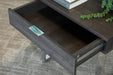 Baines Square 1-drawer End Table Dark Charcoal and Chrome - Tony’s Furniture Store & Linen (GA) - Multi Location