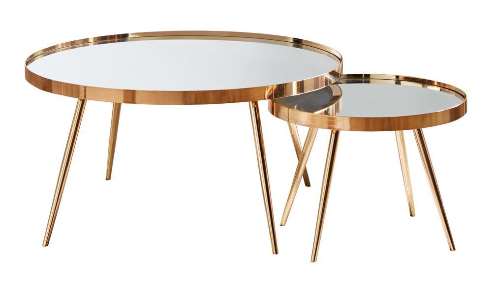 Kaelyn 2-piece Mirror Top Nesting Coffee Table Mirror and Gold - Tony’s Furniture Store & Linen (GA) - Multi Location