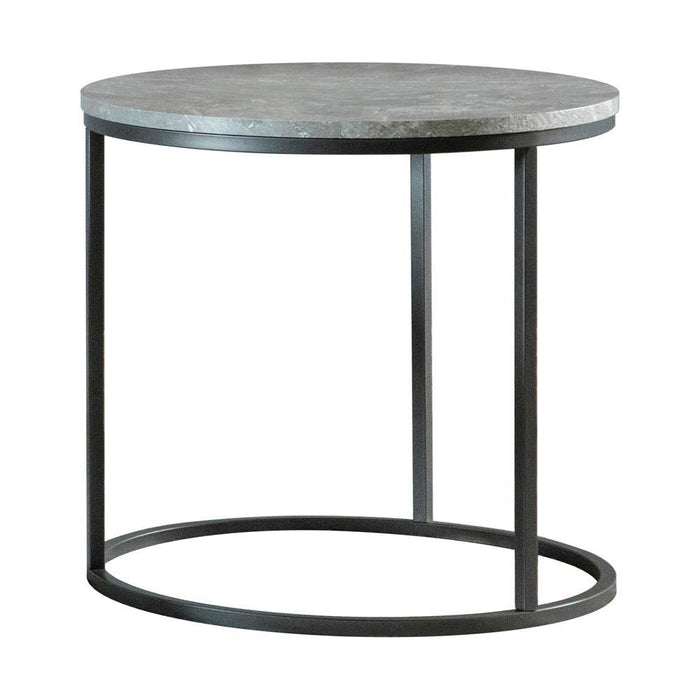 Lainey Faux Marble Round Top End Table Grey and Gunmetal - Tony’s Furniture Store & Linen (GA) - Multi Location