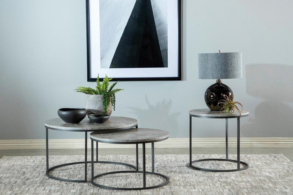 Lainey Round 2-piece Nesting Coffee Table Grey and Gunmetal - Tony’s Furniture Store & Linen (GA) - Multi Location