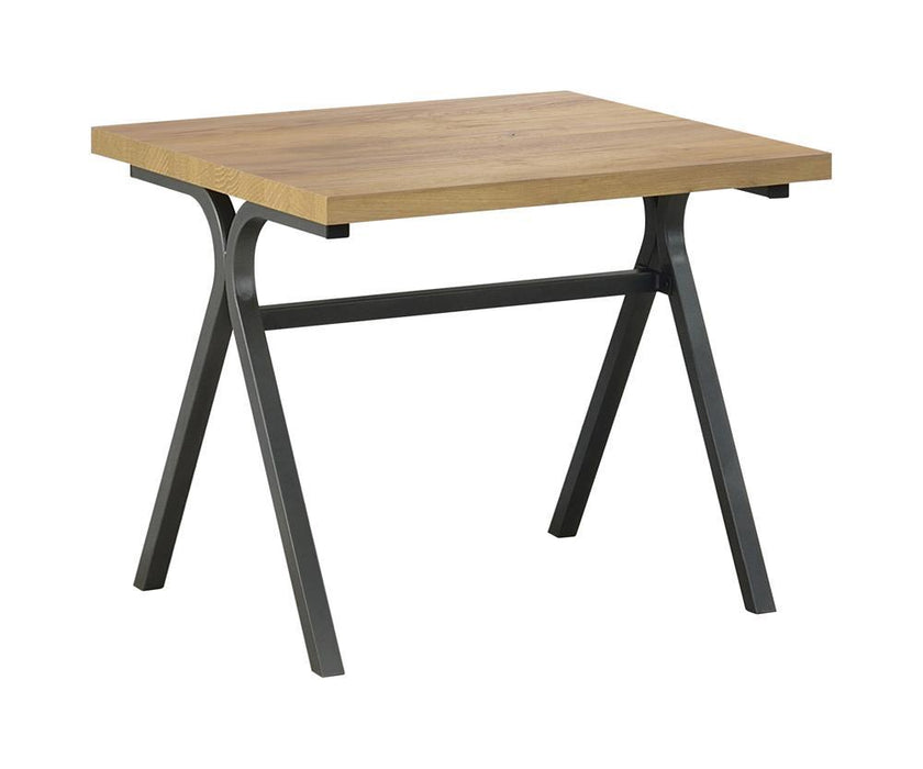 Colmar 3-piece Trestle Occasional Table Set Golden Oak and Gunmetal - Tony’s Furniture Store & Linen (GA) - Multi Location