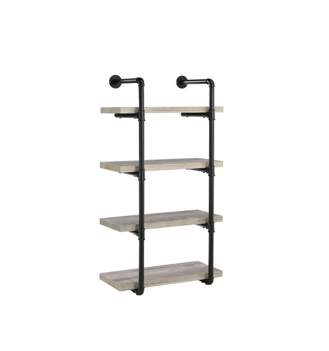 Elmcrest 24-inch Wall Shelf Black and Rustic Oak - Tony’s Furniture Store & Linen (GA) - Multi Location