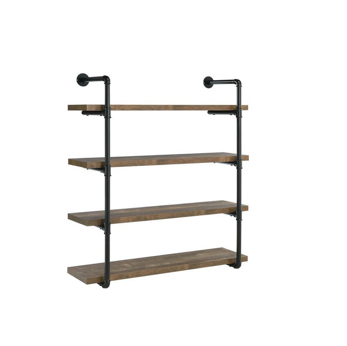 Elmcrest 40-inch Wall Shelf Black and Rustic Oak - Tony’s Furniture Store & Linen (GA) - Multi Location