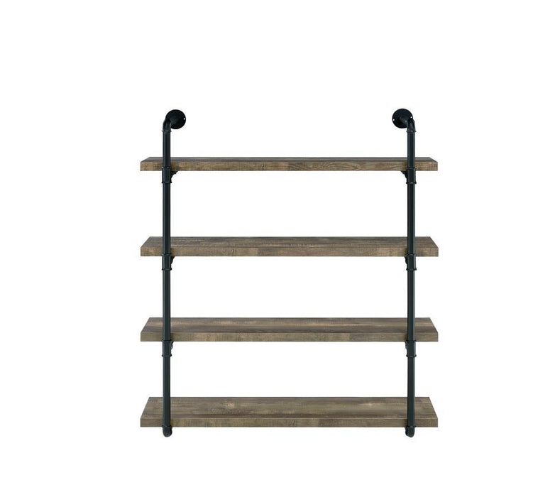 Elmcrest 40-inch Wall Shelf Black and Rustic Oak - Tony’s Furniture Store & Linen (GA) - Multi Location