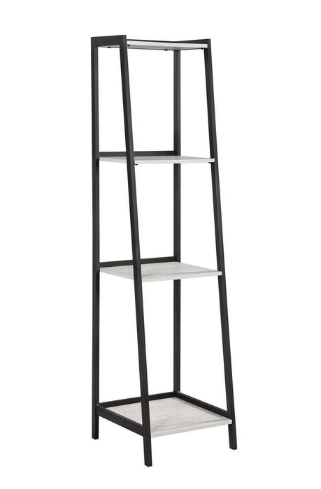 Pinckard 4-shelf Ladder Bookcase Grey Stone and Black - Tony’s Furniture Store & Linen (GA) - Multi Location