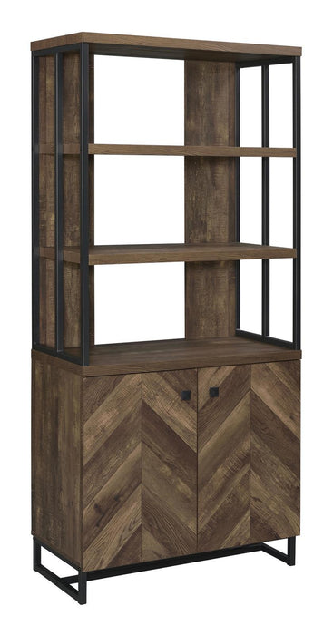 Millbrook 2-door Bookcase Rustic Oak Herringbone and Gunmetal - Tony’s Furniture Store & Linen (GA) - Multi Location