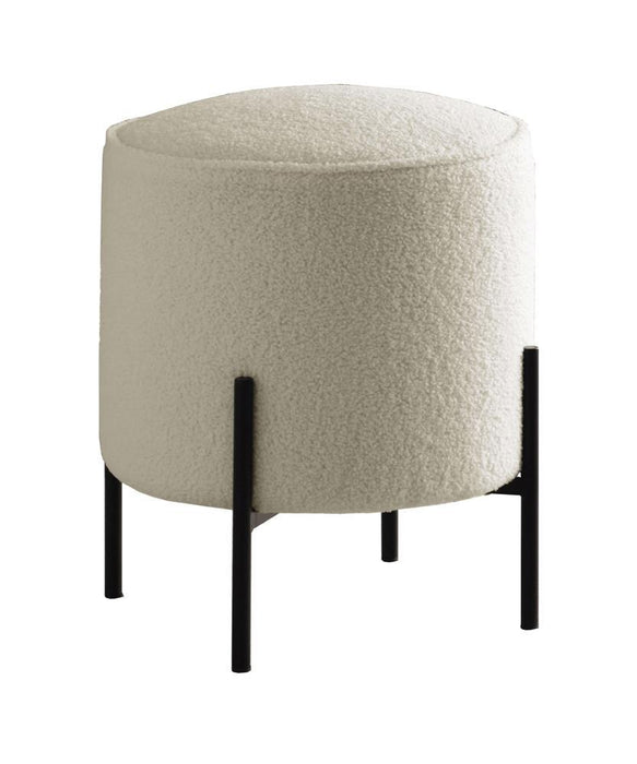 Basye Round Upholstered Ottoman Beige and Matte Black - Tony’s Furniture Store & Linen (GA) - Multi Location