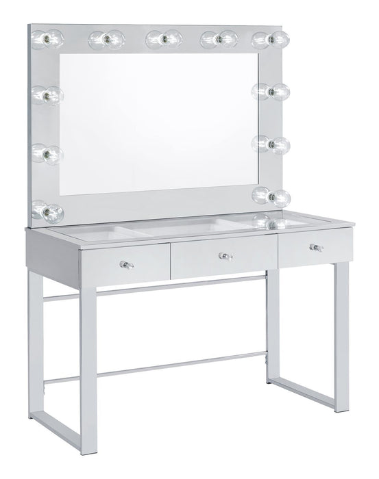 Umbridge 3-drawer Vanity with Lighting Chrome and White - Tony’s Furniture Store & Linen (GA) - Multi Location