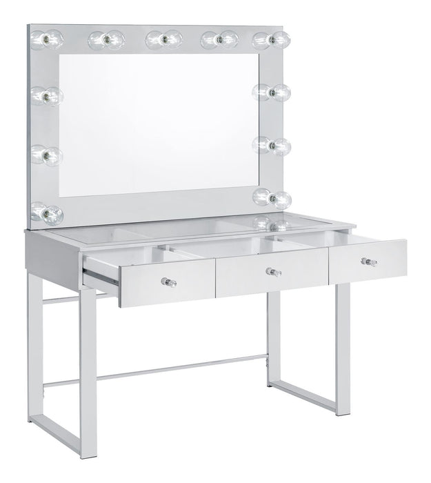 Umbridge 3-drawer Vanity with Lighting Chrome and White - Tony’s Furniture Store & Linen (GA) - Multi Location