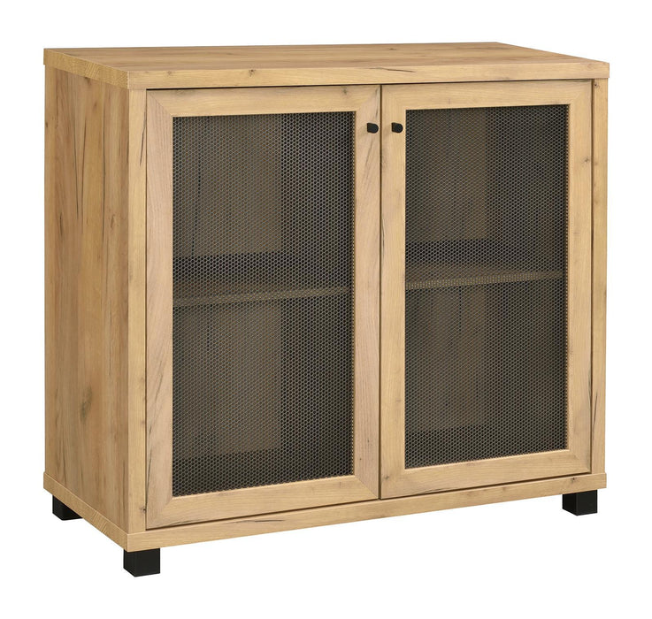Mchale Accent Cabinet with Two Mesh Doors Golden Oak - Tony’s Furniture Store & Linen (GA) - Multi Location