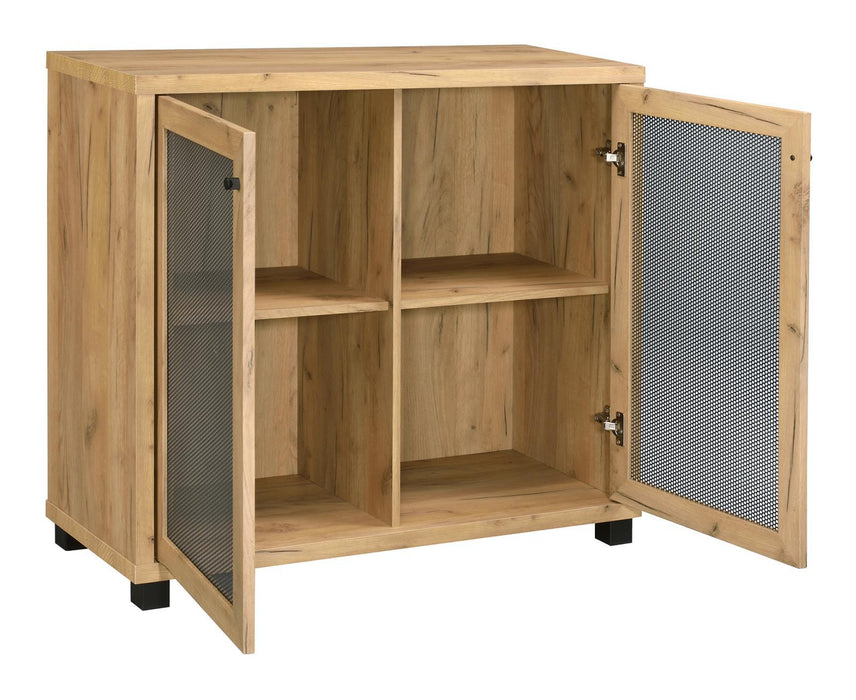 Mchale Accent Cabinet with Two Mesh Doors Golden Oak - Tony’s Furniture Store & Linen (GA) - Multi Location