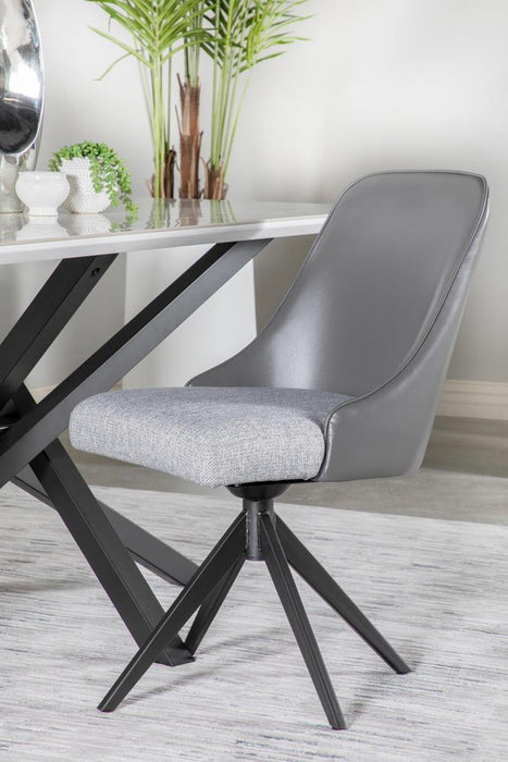 Paulita Upholstered Swivel Side Chairs (Set of 2) Grey and Gunmetal - Tony’s Furniture Store & Linen (GA) - Multi Location