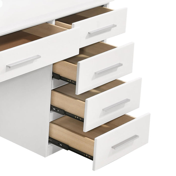 Felicity 9-drawer Vanity Desk with Lighted Mirror Glossy White - Tony’s Furniture Store & Linen (GA) - Multi Location