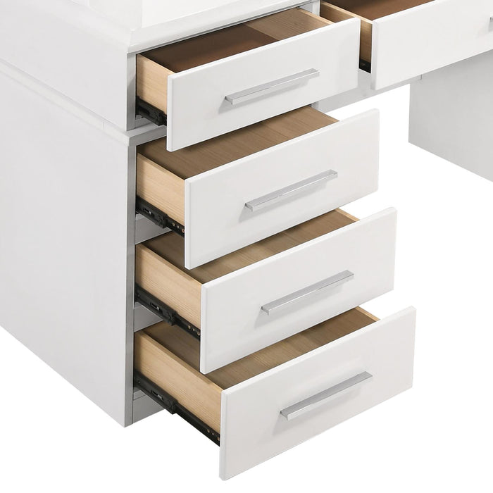 Felicity 9-drawer Vanity Desk with Lighted Mirror Glossy White - Tony’s Furniture Store & Linen (GA) - Multi Location