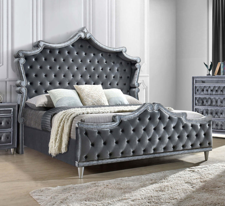 Antonella Upholstered Tufted Eastern King Bed Grey - Tony’s Furniture Store & Linen (GA) - Multi Location