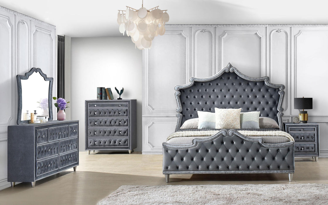 Antonella 4-Piece Queen Upholstered Tufted Bedroom Set Grey - Tony’s Furniture Store & Linen (GA) - Multi Location